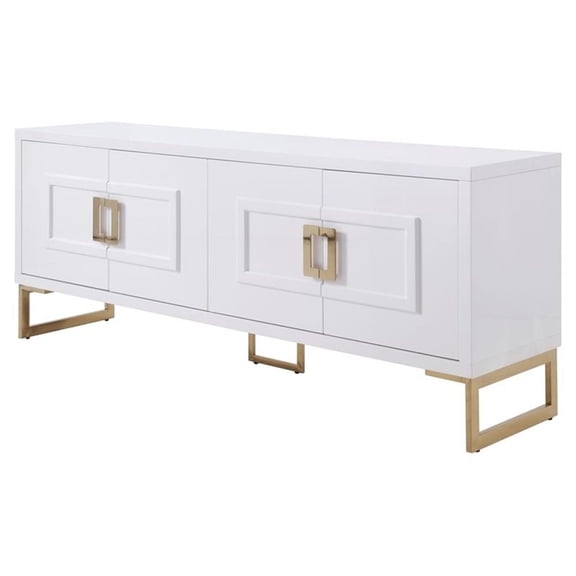 Modrest Leah Contemporary MDF Wood Buffet in High Gloss White/Champagne Gold