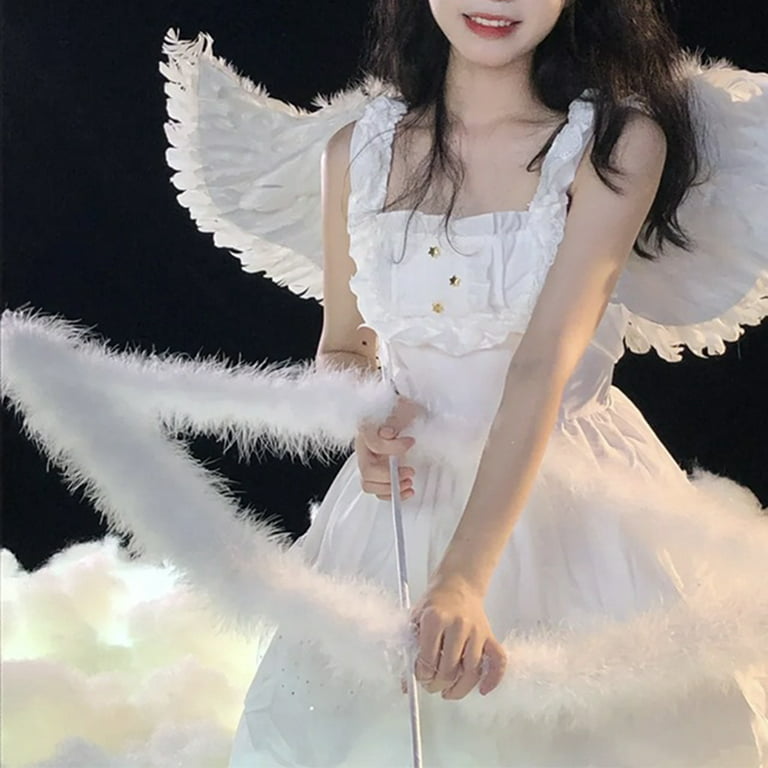 Sunboom Angel Wings Costume White Angel Wings for Kids Girls Black Angel Wings Adult Women