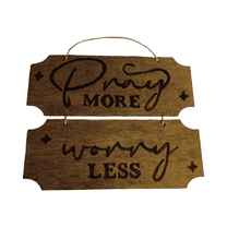Wooden Pray More Worry Less Inspirational Hanging Sign, Set of 2