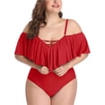 thumbnail image 4 of Trajes de baño de una pieza con hombros descubiertos de talla grande para mujer Trajes de baño con control de barriga Trajes de baño MFZFUKR HMHZ262-23, 4 of 7
