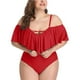 thumbnail image 4 of Trajes de baño de una pieza con hombros descubiertos de talla grande para mujer Trajes de baño con control de barriga Trajes de baño Adepaton HMHZ262-19, 4 of 7