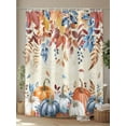 thumbnail image 4 of Fall Thanksgiving Shower Curtain, Orange Blue White Pumpkin Bathroom Decor Curtains Set with Hooks, Retro Leaf Waterproof Fabric Home Accessories， 72 X 72 Inch Long, 4 of 6