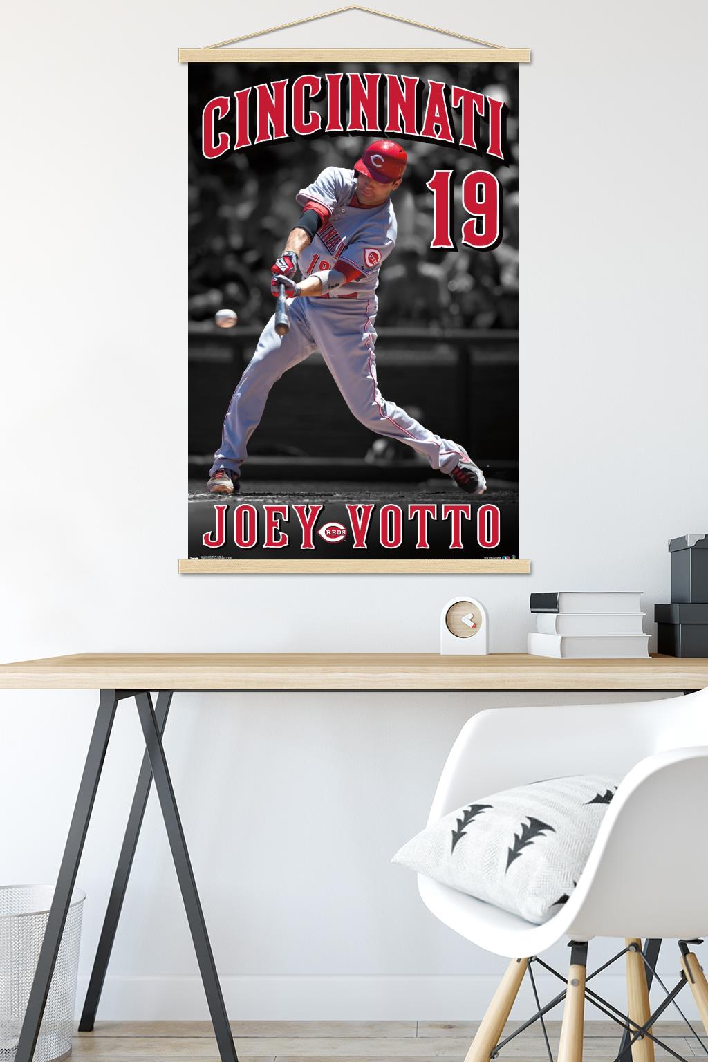 MLB Cincinnati Reds - Joey Votto 15 Wall Poster with Wooden Magnetic Frame, 22.375" x 34"