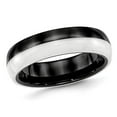 thumbnail image 1 of Men or Ladies Black and White Ceramic Wedding Band Ring 6mm, 1 of 4