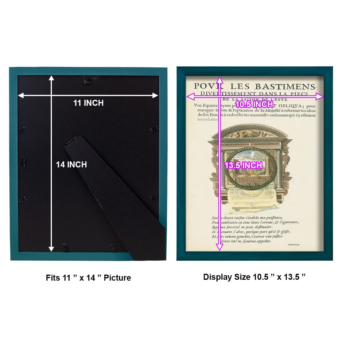 Printed Embellished Bookplate I - Framed Print w/glass - Ocean Blue