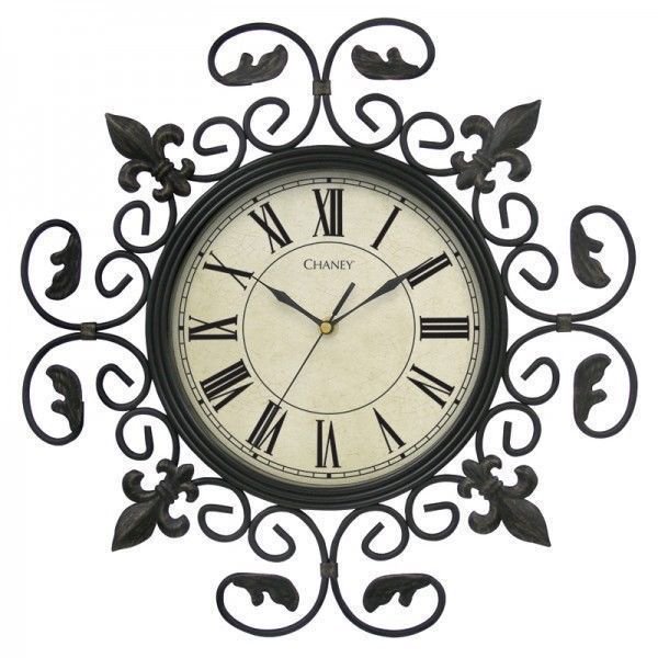 Chaney, 16" FleurdeLis Metal Wall Clock, 13179