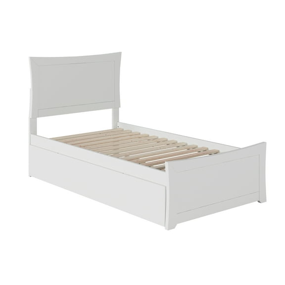 Metro Twin Extra Long Bed with Matching Footboard and Twin Extra Long Trundle in White