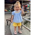 thumbnail image 6 of Caoirhny Toddler Kids Girls Back to School Clothes Set 2T 3T 4T 5T 6T Apple/Pencil Embroidery Short Sleeves T-Shirt and Elastic Ruffles Shorts Outfits, 6 of 9