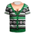 thumbnail image 1 of Hombre Camiseta Papá Noel Estampados Gráficos Cuello Barco Estampado 3D Al aire libre Navidad Manga Corta Estampado Ropa Deportes Casual, 1 of 4