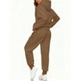 thumbnail image 5 of Huankd Fall 2025 Sweatsuit Set for Women 2 Piece Outfits Casual Lounge Wear Fleece Hooded Top and Jogger Pant Matching Set Coffee S, 5 of 6