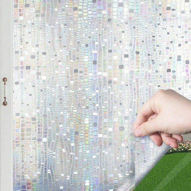 Película de privacidad para vidrieras: Película tintada decorativa con bloqueo UV solar para el hogar, oficina, pegatina de vinilo extraíble para puerta de baño (17,7x78,7 pulgadas)