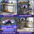 thumbnail image 6 of Homieasy 63'' L-Shaped Gaming Desk with LED Light Strips & Built-in Power Outlets, Reversible Computer Corner Desk with Storage Hutch/Monitor Stand/Hooks -Rustic Brown, 6 of 7