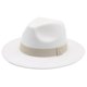 thumbnail image 1 of Sombrero Fedora de ala ancha para hombre y mujer, gorro clásico de color Beige con banda de cinta, ideal para bodas, iglesias, Invierno, 1 of 4