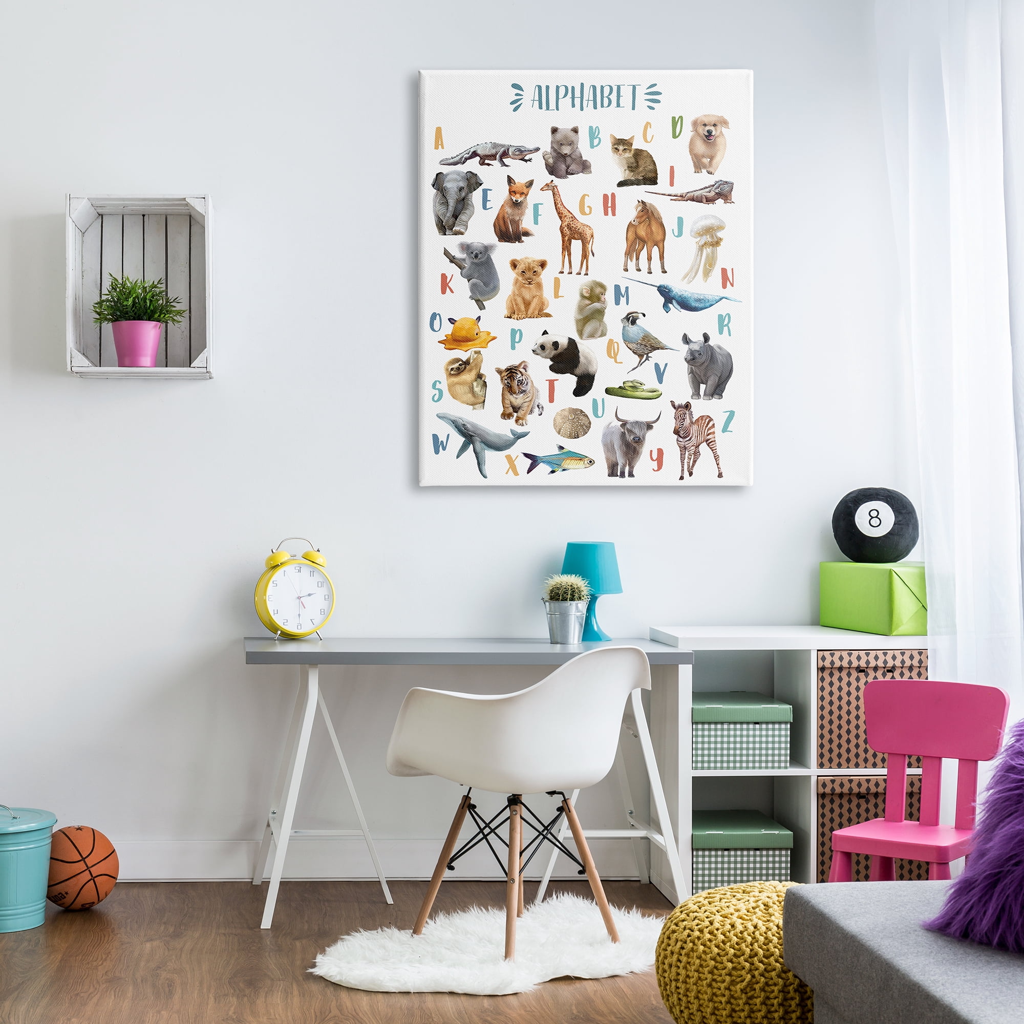 Stupell Industries Kid's Playful Animal Alphabet Whimsical ABC's, 36 x 48, Designed by Ziwei Li