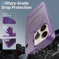 thumbnail image 2 of For iPhone 12 Pro / 12 6.1" Magnetic Phone Case,Compatible with Mag-Safe,Built-in Retractable Kickstand,Military Grade Shockproof Anti-Scratch Ultra Slim Skin Feel Translucent Phone Case,Darkpurple, 2 of 7