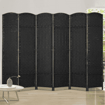 Dkelincs 6 Panel Room Dividers 5.6 FT Tall Portable Privacy Screen Folding Wood Partition Wall Divider for Room Separation, Black