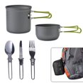 thumbnail image 1 of (Green) Camping Cookware Set Cutlery Equipment Lightweight Kettle 2 Pieces Camping Cookware Set Cutlery Lightweight Cookware Hiking Backpack Suitable for Outdoor Camping, Hiking and Picnic, 1 of 4