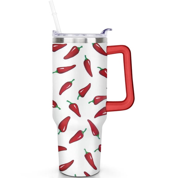 40 oz Leak Proof Chili Tumbler with Handle Flip Straw Lid Chili Tumblers with Lids Straws Vacuum Insulated Stainless Steel Gifts
