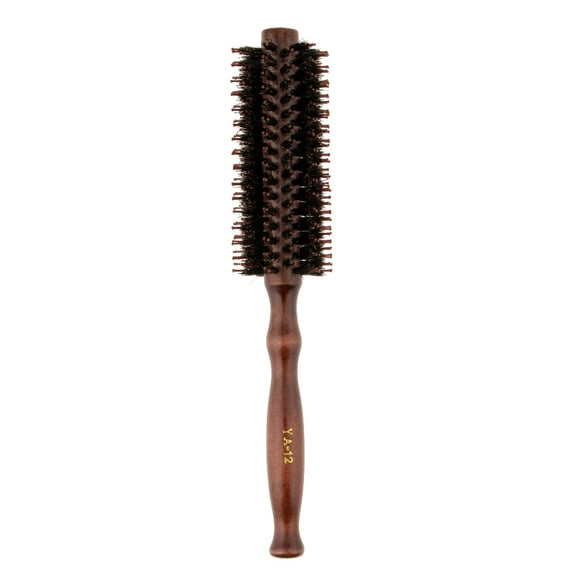 Brosse à Cheveux à Manche Rond en Bois, Peigne de Coiffeur pour Boucler les Cheveux, Brosse, 12 Rangées