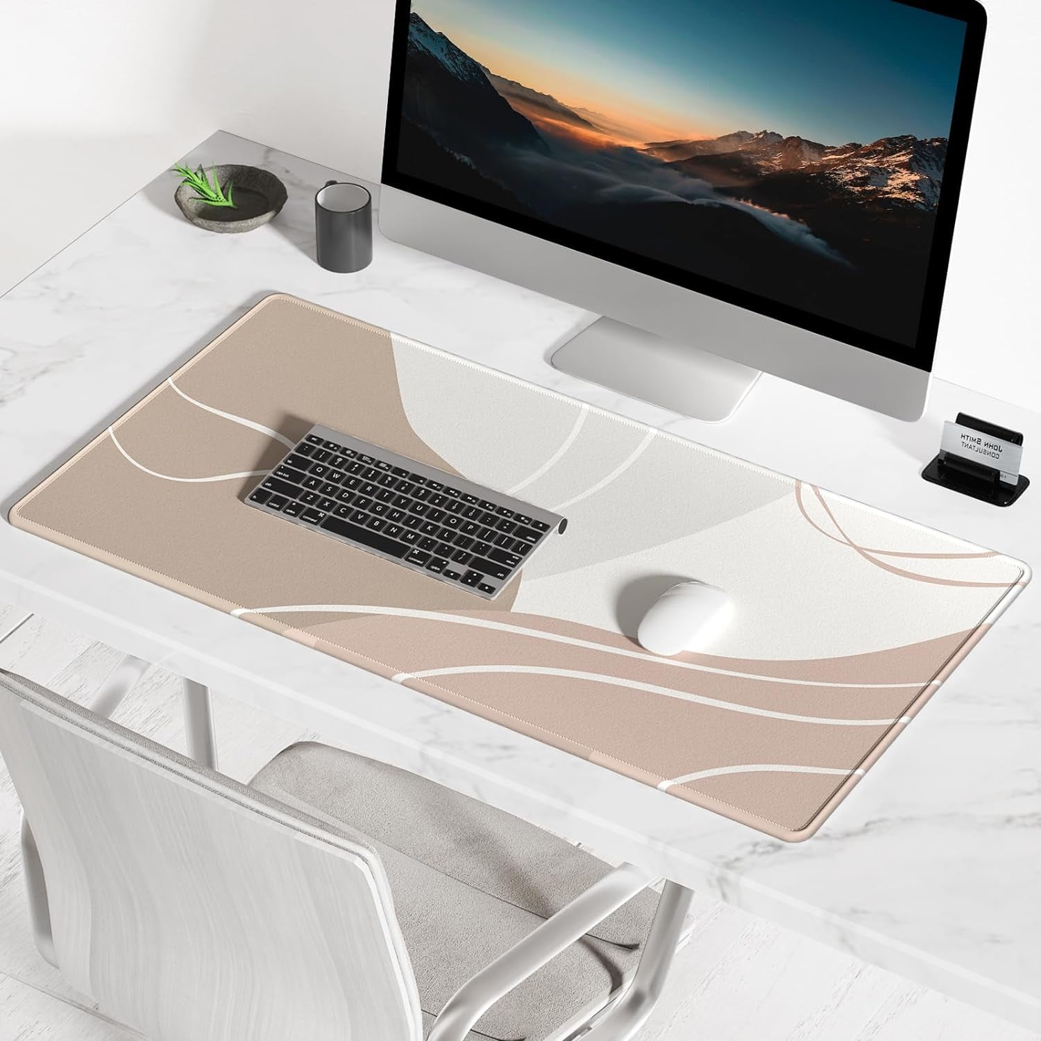Large Mouse Pad, Desk Pad, XXL XL Extended Gaming Mouse Pad, Desk Mat for Office & Home, Long Keyboard Mat, Huge Mouse Pad, Desktop Full Cover 31.5 x 11.8 Inches, Art Modern Abstract Lines