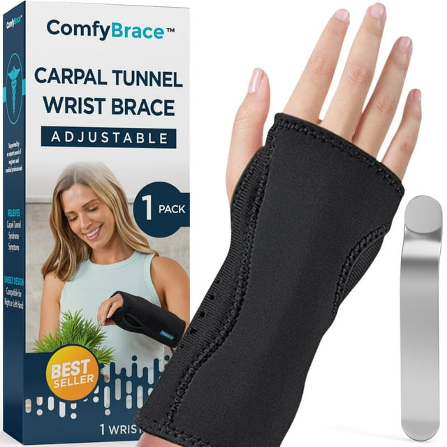 Muñequera ComfyBrace Carpal Tunnel con férula y almohadilla para la palma de la mano
