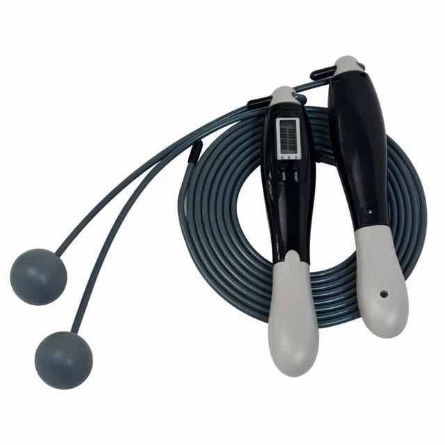 Digital Counting Ropeless Jump Rope, Dual-Purpose Cordless Skipping Rope with Weighted Balls
