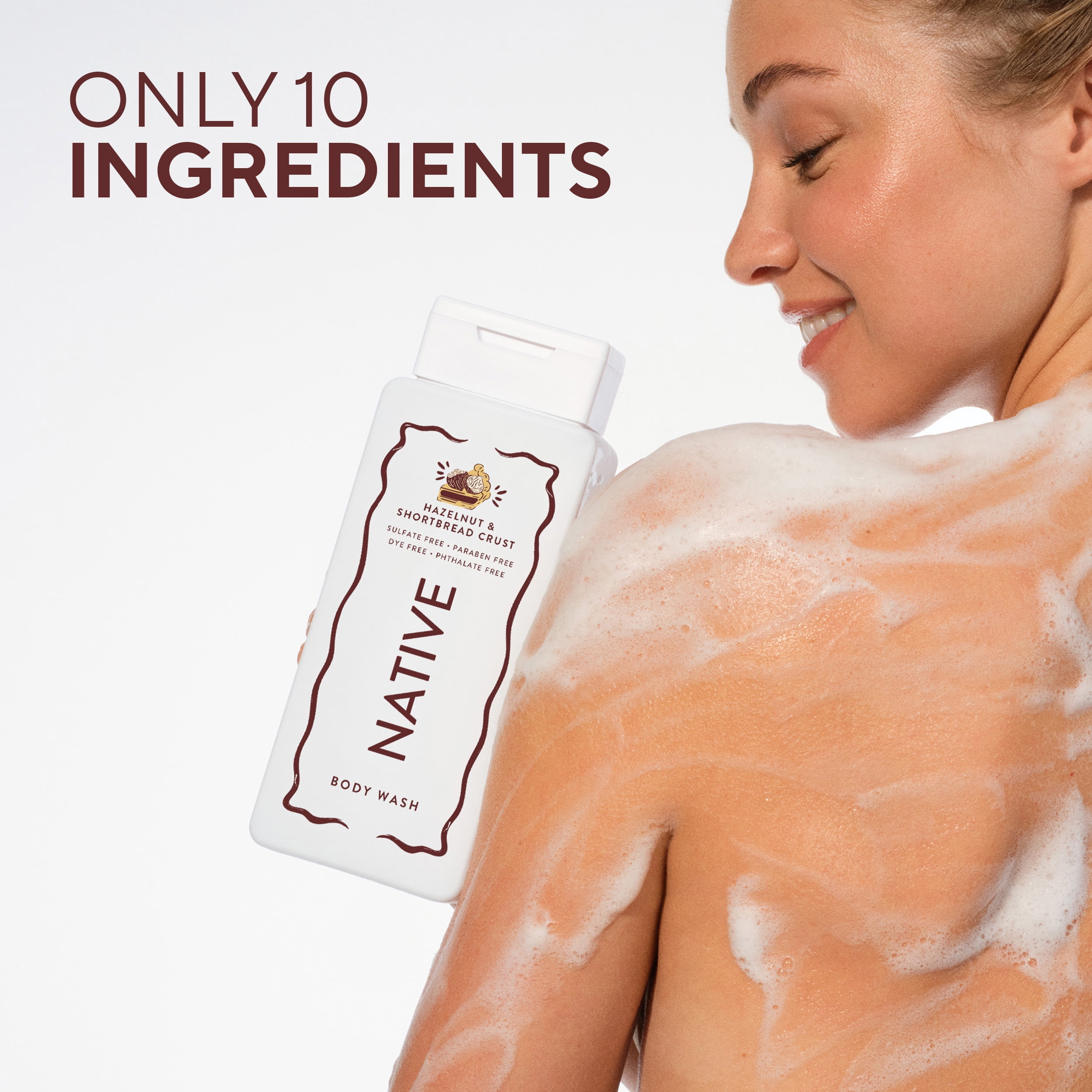 Native Sulfate Free 24 HR Freshness Body Wash, Hazelnut & Shortbread Crust, 18 fl oz