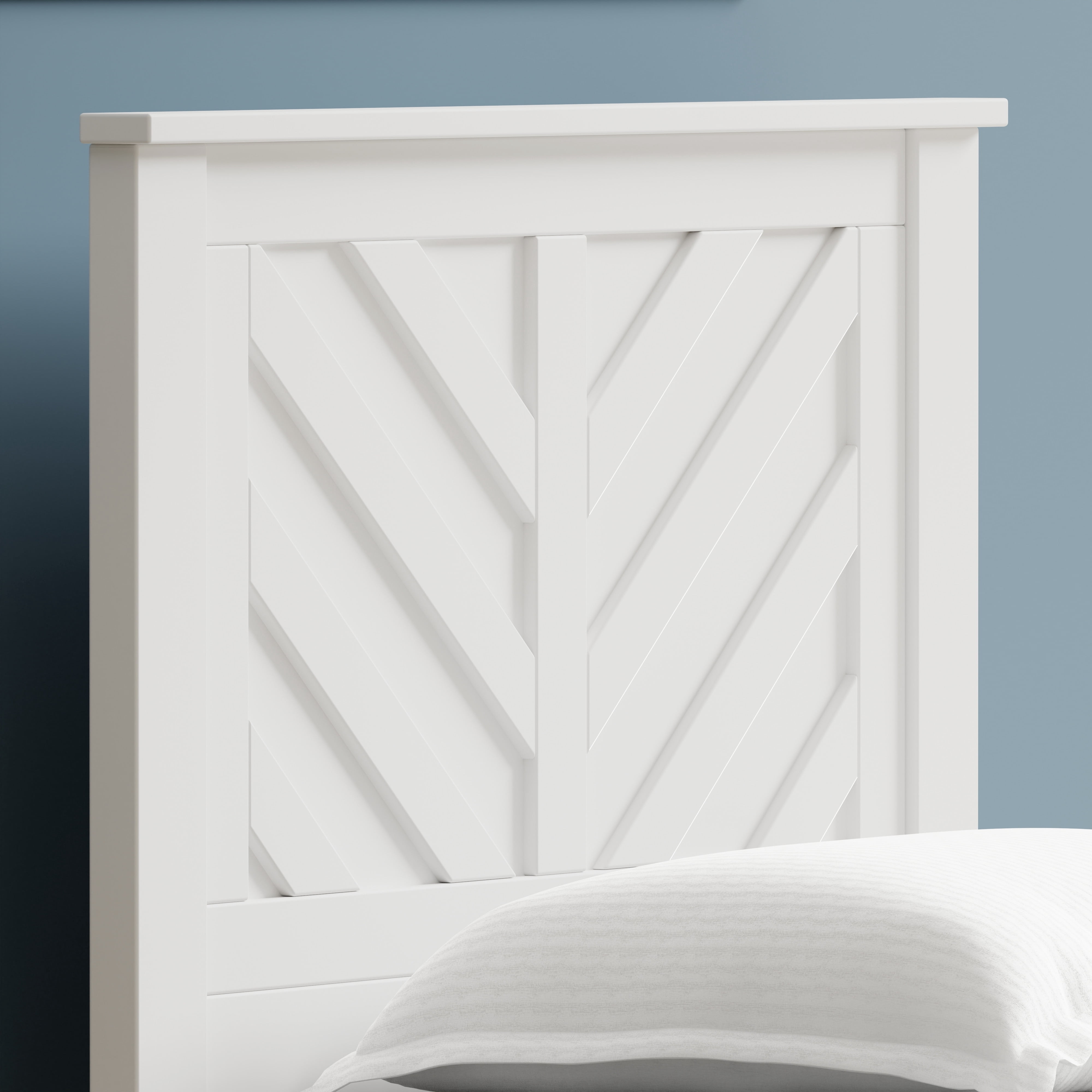LaFerme Wood Panel Headboard in White -  Twin Size