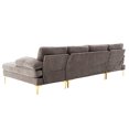 thumbnail image 2 of Sectional Sofa Couch, U-Shape Upholstered Couch with Double Extra Wide Chaise Lounge Couch, Accent Sofa with Armests and Metal Legs Sectional Sofa for Living Room Home Furniture, Grey, 2 of 7