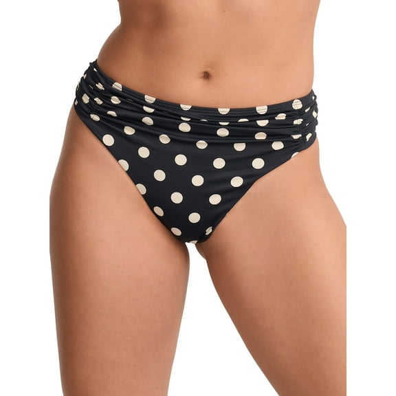 Panache NAVY/VANILLA Anya Riva Spot Gathered Bikini Swim Bottom, US 2X-Large