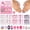 PINK Black, variant on 6-12 Years Press on Nails for Girls,3D French Fake Nails Kit with Jelly Adhesives & Builder Glue, 24pcs Reusable Glitter Full Cover Stick on Nails for Tweens
