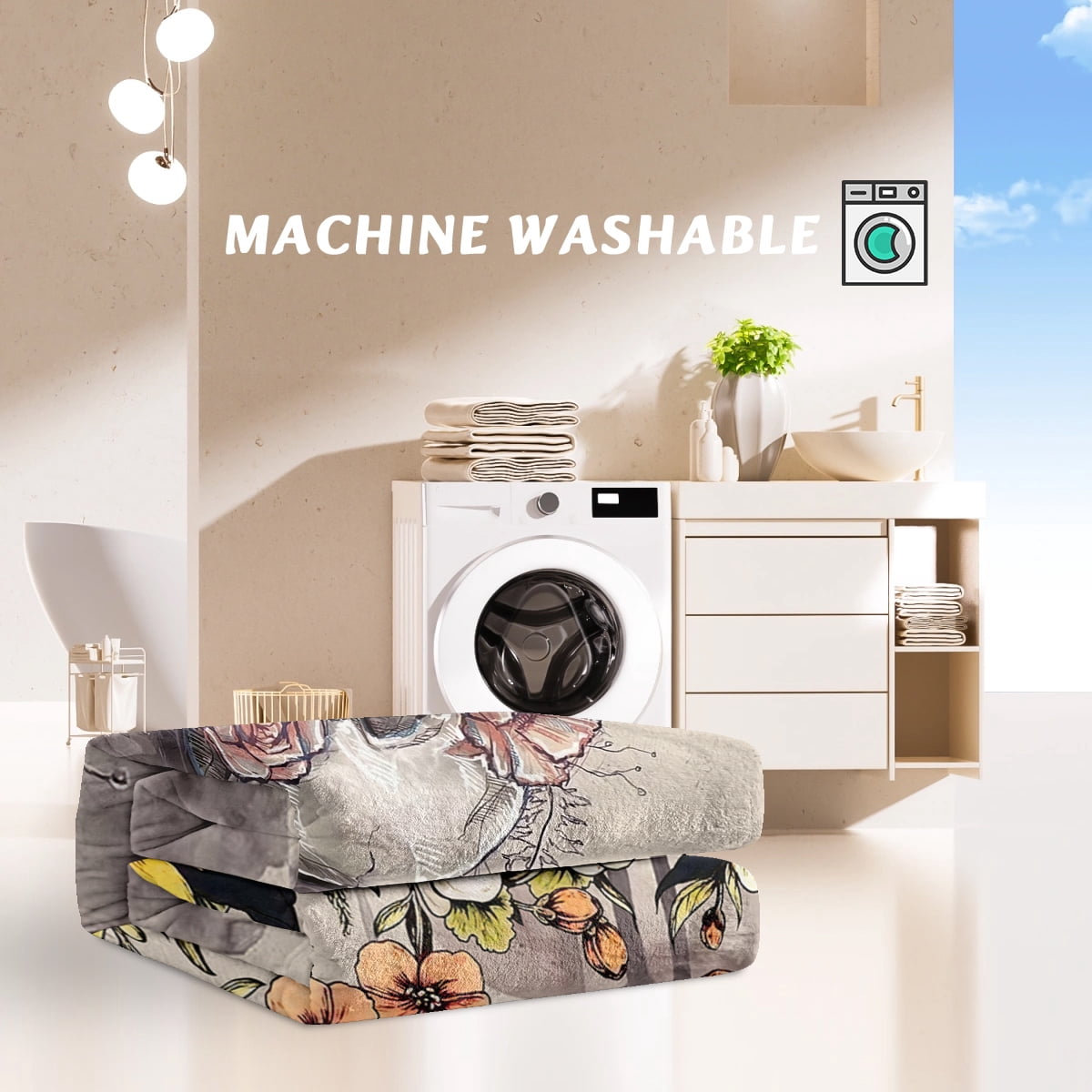 Rustic Skull Sunflower Flannel Fleece Blanket Floral Skull Flannel Soft Plush Throw Blanket Cozy Blankets for Bed Chair Car Sofa Couch Bedroom, 130*150cm