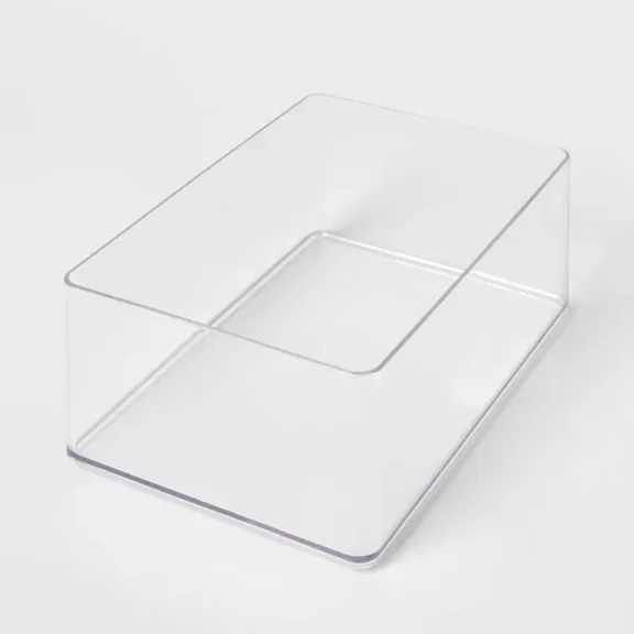 9"x6"x3.25" Large Plastic Bathroom Tray Clear : Organizer, Stackable Storage, Hand Washable