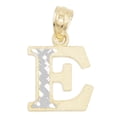 thumbnail image 1 of 10k Real Solid Gold Two Tone E Initial Pendant with Diamond Cut Finish, Available in Different Letters Personalized Letter Jewelry Gifts for Her with 18 Inch Gold Chain, 1 of 6