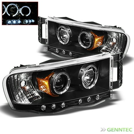 2002 2005 Dodge Ram Twin Halo Led Projector Headlights Black Head 2002 2005 Dodge Ram Twin Halo Led Projector Headlights Black Head Lights Lamp Pair Left Right 2003 2004