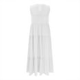 thumbnail image 3 of Ecqkame Women Summer Fashion Dresses Solid Color Sleeveless Casual Vacation Long Dresses V Neck Smocked Flowy Tiered Beach Sundress with Pockets White XXL, 3 of 6