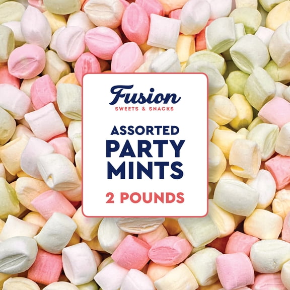 Party Mints Assorted - 2 Pound Bulk Bag Baby Shower Mint - After Dinner Mints- Colorful Delicious Pastel Colored Cube Candy Smooth And Melty Breath Savers