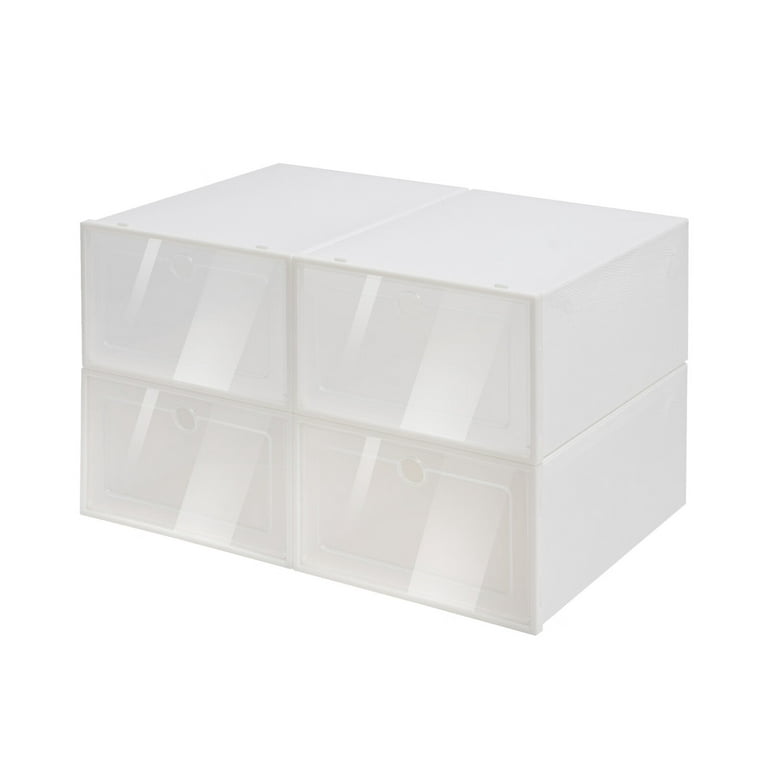 Anqidi 24Pcs Shoe Organizer, Foldable White Plastic Shoe Storage Boxes  12.99*9.06*5.51 In 