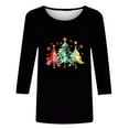 thumbnail image 2 of Christmas Shirts for Women Plus Size 3/4 Length Sleeve Tops Crewneck Loose Xmas Tree Snowflakes Graphic Tee Tshirts (3XL, Black 02), 2 of 4