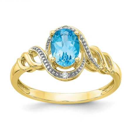 Roy Rose Jewelry 10K Yellow Gold Light Swiss Blue Topaz Diamond Ring - Size: 7