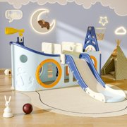 Heyday Pirate Ship Toddler Slide,9 in 1Kid Slide Indoor and Outdoor Backyard Climber Playset for Age 2-6