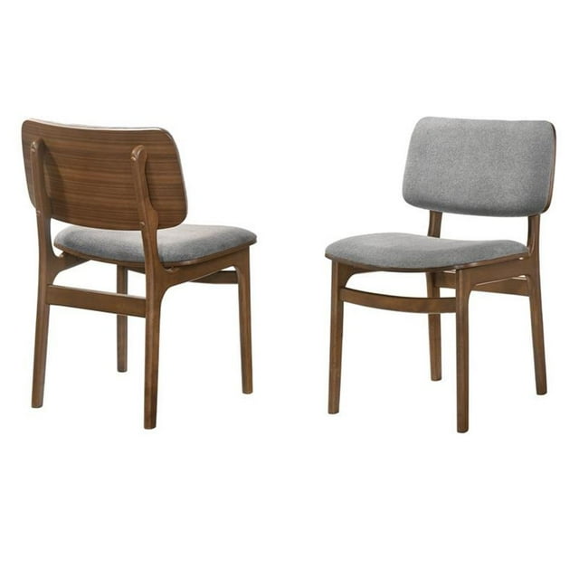 Armen Living Lima 18,5 Po Chaises d'Appoint de Salle à Manger en Tissu Gris/noyer (Ensemble de 2)
