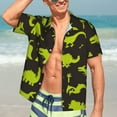 thumbnail image 5 of Picia Cute Cartoon Dinosaurs Gentle Cotton Regular Fit Short Sleeve Casual Hawaiian Shirt for Men-Small, 5 of 9