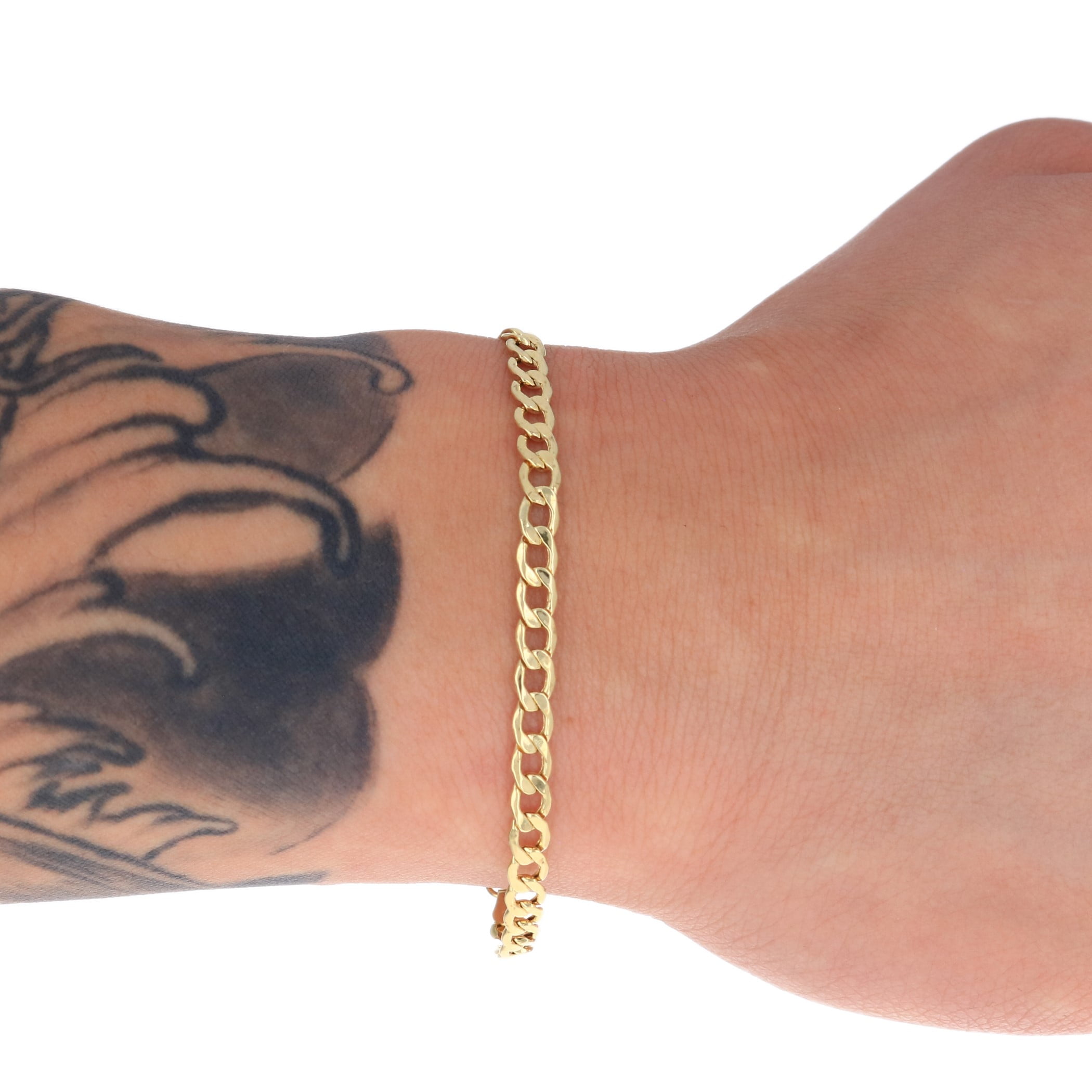 Nuragold 10k Real Yellow Gold Cuban Curb Link 4.5mm Chain Bracelet (7"-9") Italian Jewelry for Men & Women