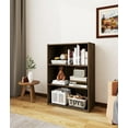 thumbnail image 3 of 3 Tier Engineered Wood Modern Bookshelf, Wooden Book Shelf with Three Display Shelves, Open Shelf Bookcase for Bedroom, Living Room, Dark Brown, 3 of 6