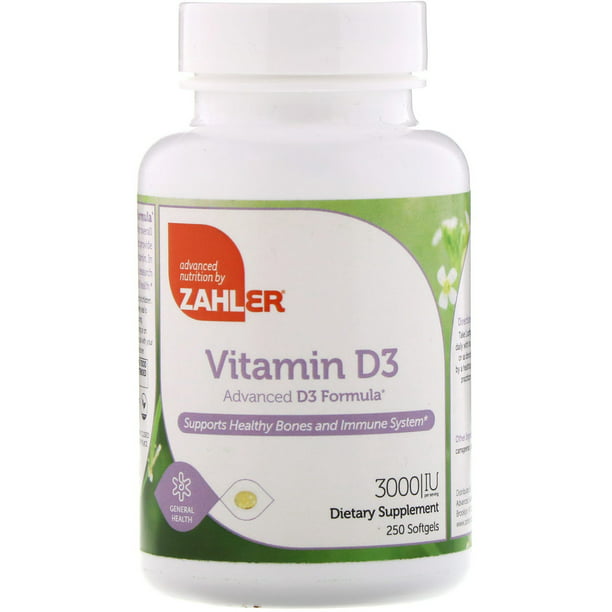 Zahler Vitamin D3, Advanced D3 Formula, 3,000 IU, 250 Softgels ...