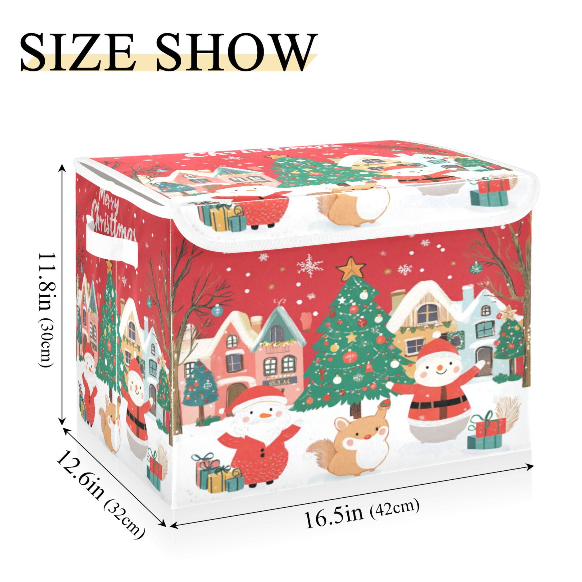 Storage Box With Lid 16.5x12.6x11.8In Foldable Stacked Household Storage Box Santa Claus Picture