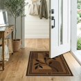 thumbnail image 2 of ODIKA 2'x3' Washable Samll Area Rug Tan Rich Espresso Geometric Botanical Design Elegant Symmetry with Leaf Motifs for Entryway, Kitchen, Laundry Room, Non-Slip, Low Pile, 2 of 7