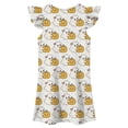 thumbnail image 4 of Yuncity Girls Halloween Dress Crew Neck Ruffle Sleeve Cute Ghost Pumpkin Print Sweet Casual Nightdress Size 6-7 Years White, 4 of 5