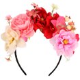 thumbnail image 1 of KAKOWELY Diadema de flores de simulación, diadema de flores falsas vívidas, tocado de mujer con decoración floral para fiesta, 1 of 5